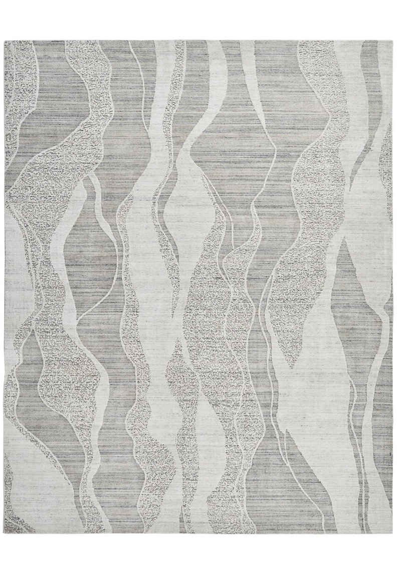 Dune Viscose Wave White Light Blue Rug
