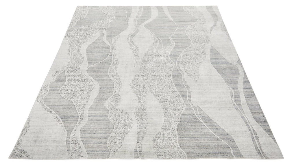 Dune Viscose Wave White Light Blue Rug