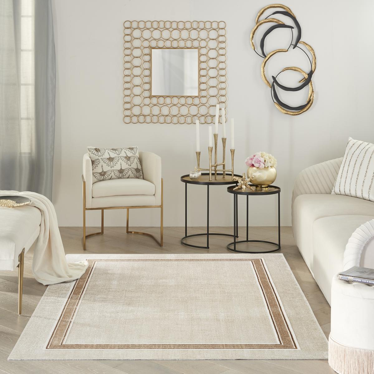 Glitz Border Ivory Cream Rug