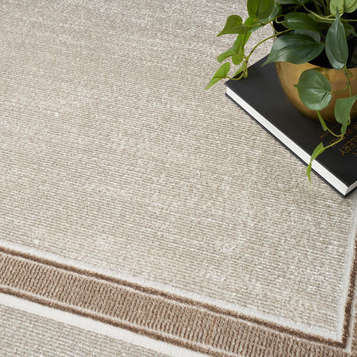 Glitz Border Ivory Cream Rug