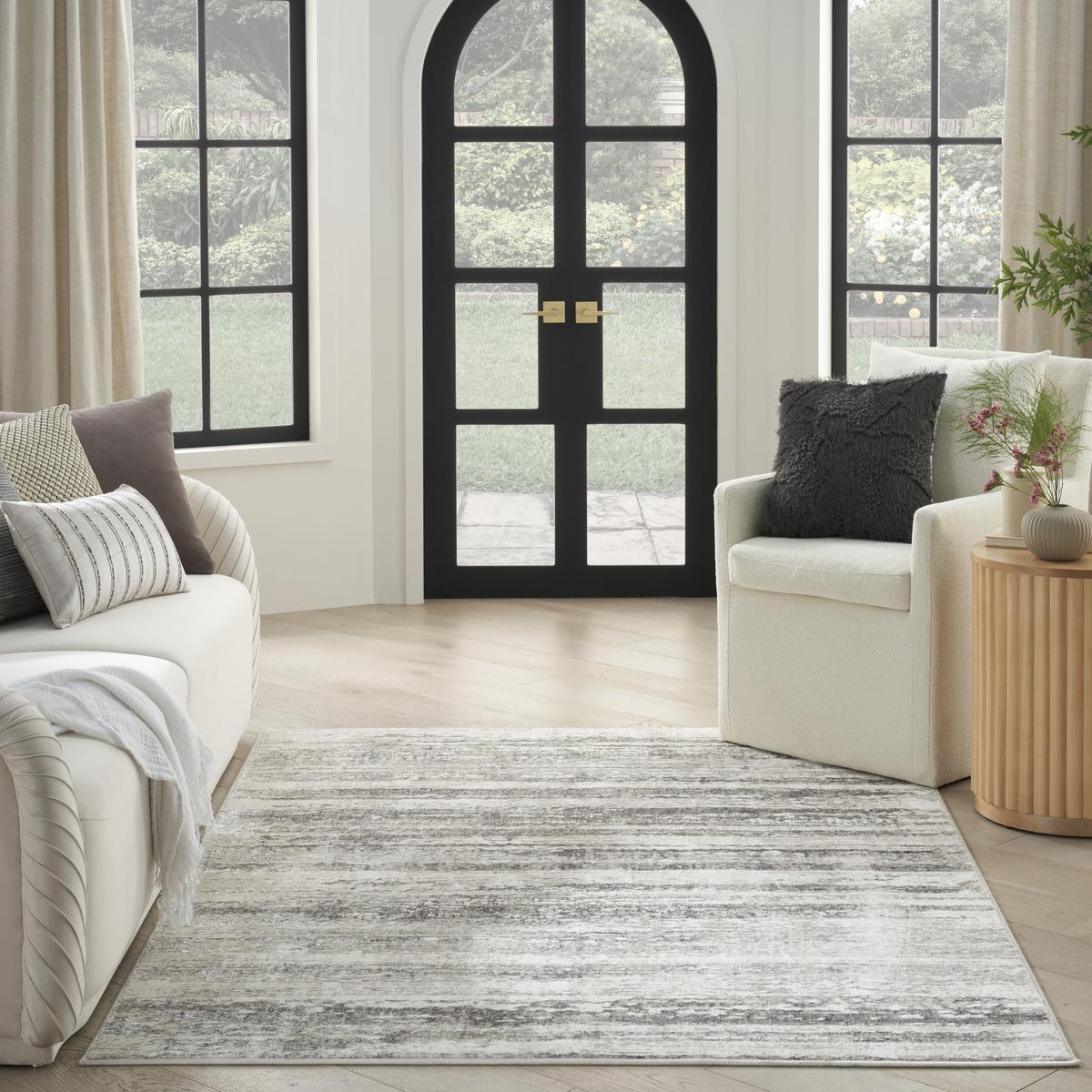 Glitz Stripe Cream Grey Rug
