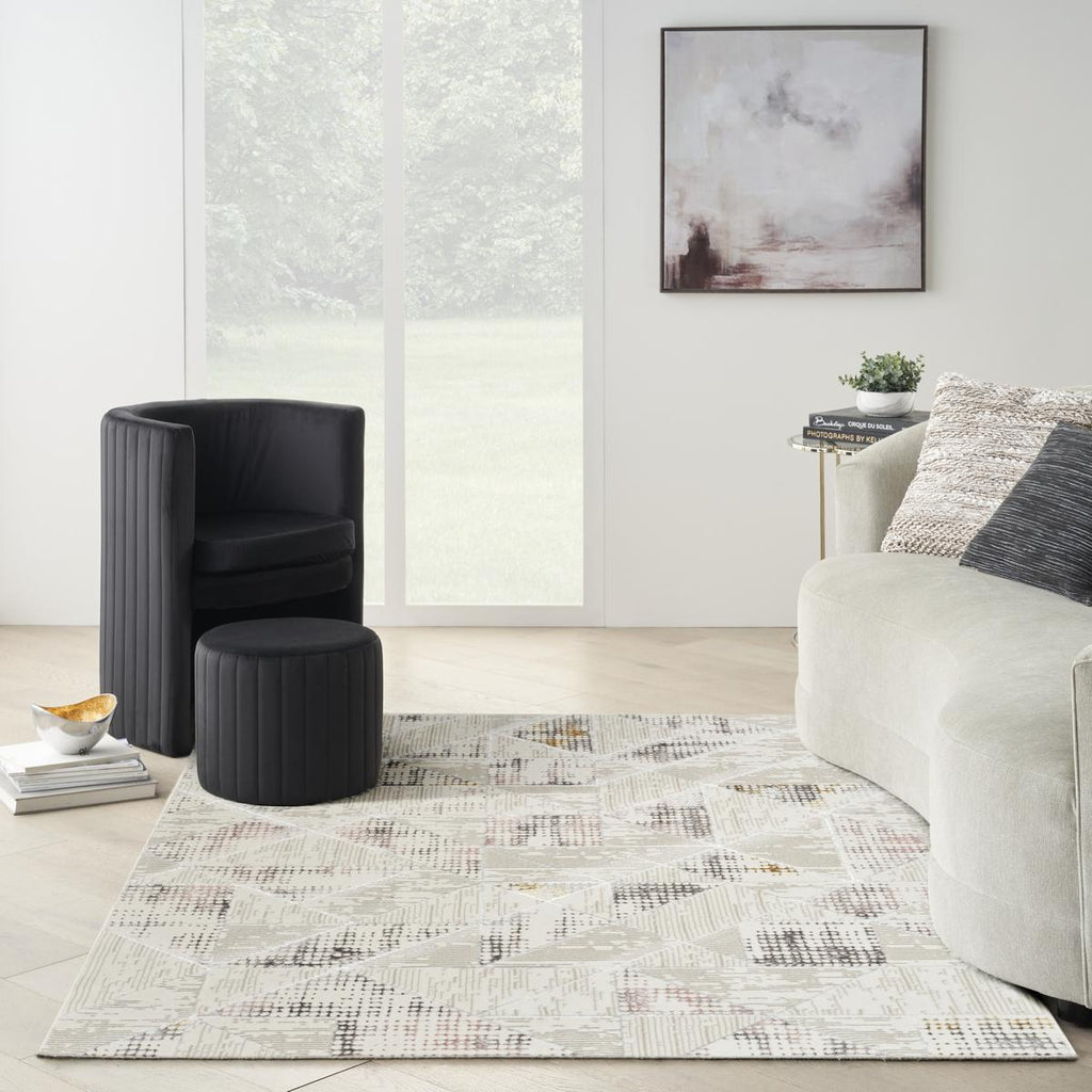 Glitz Tile Ivory Multicolour Rug