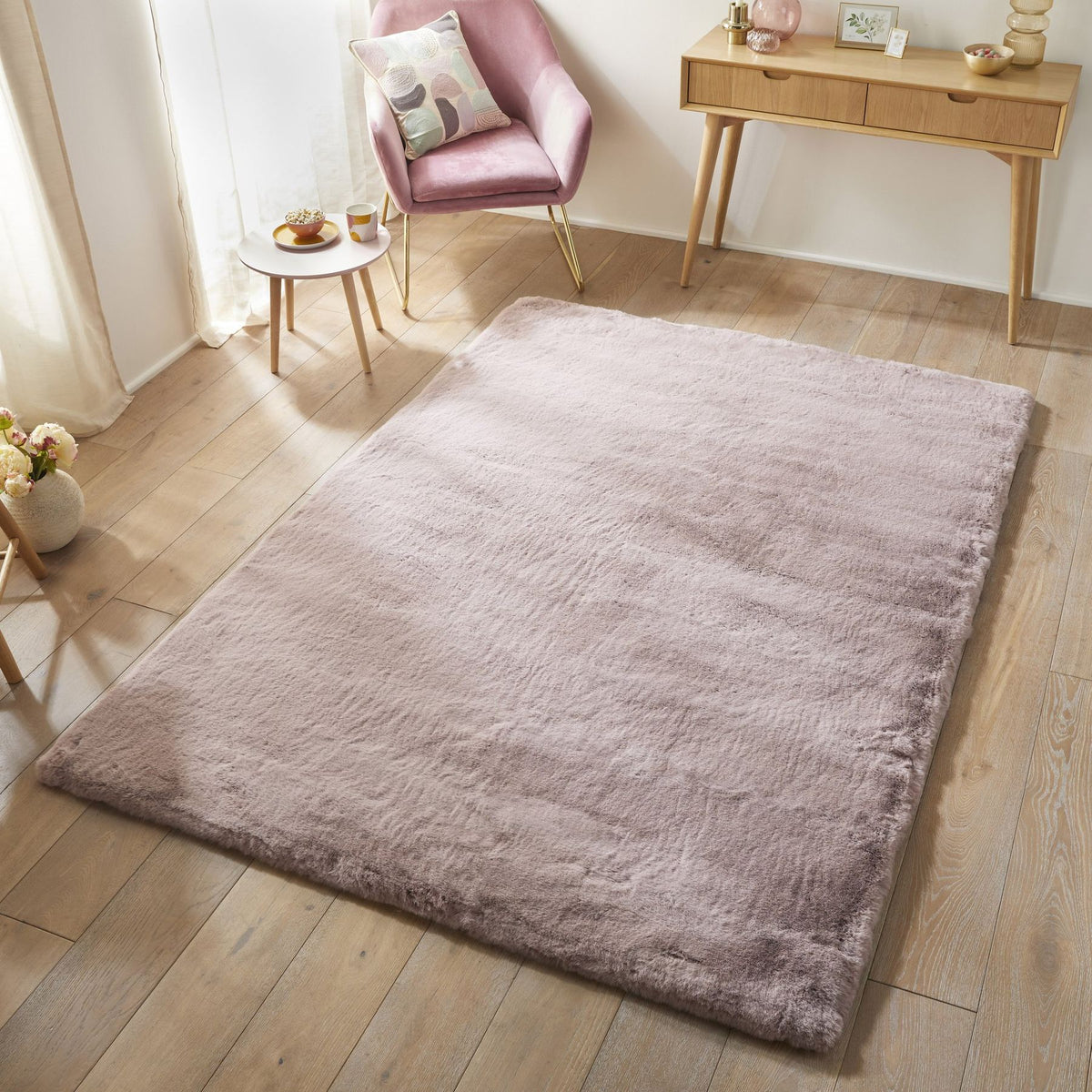 Heavenly Blush Faux Fur Rug