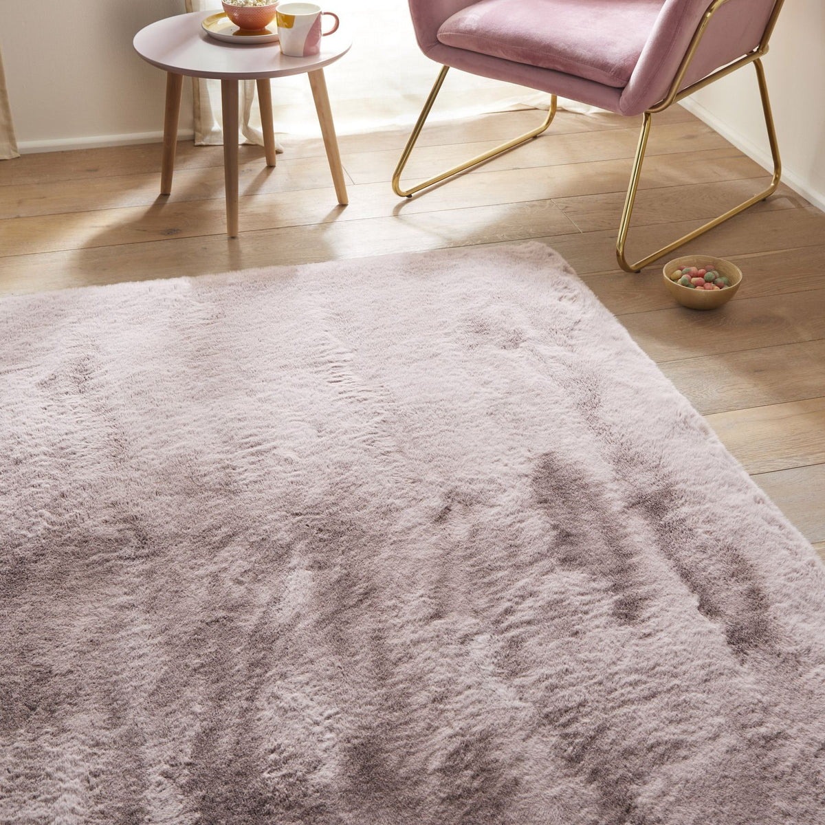 Heavenly Blush Faux Fur Rug