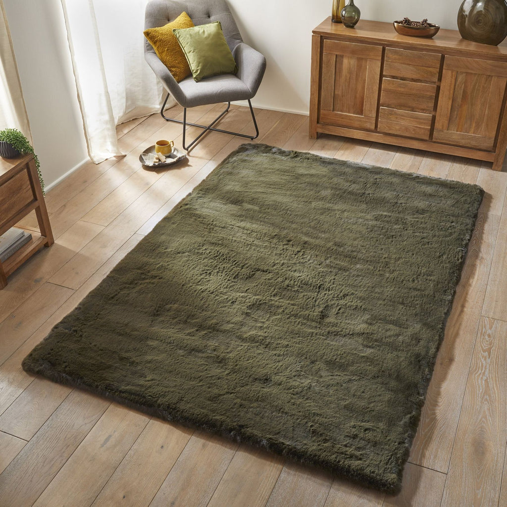 Heavenly Emerald Faux Fur Rug