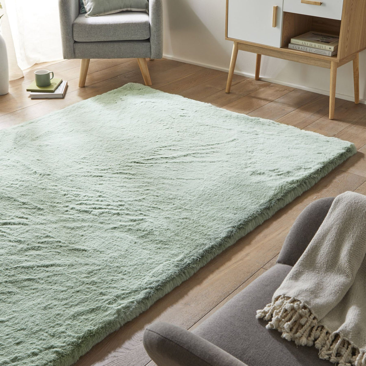 Heavenly Sage Faux Fur Rug