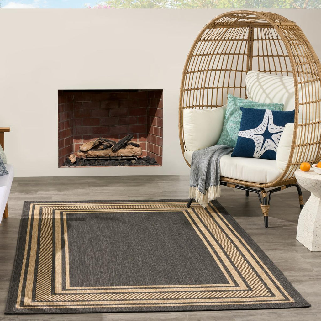 Horizon Border Charcoal Rug