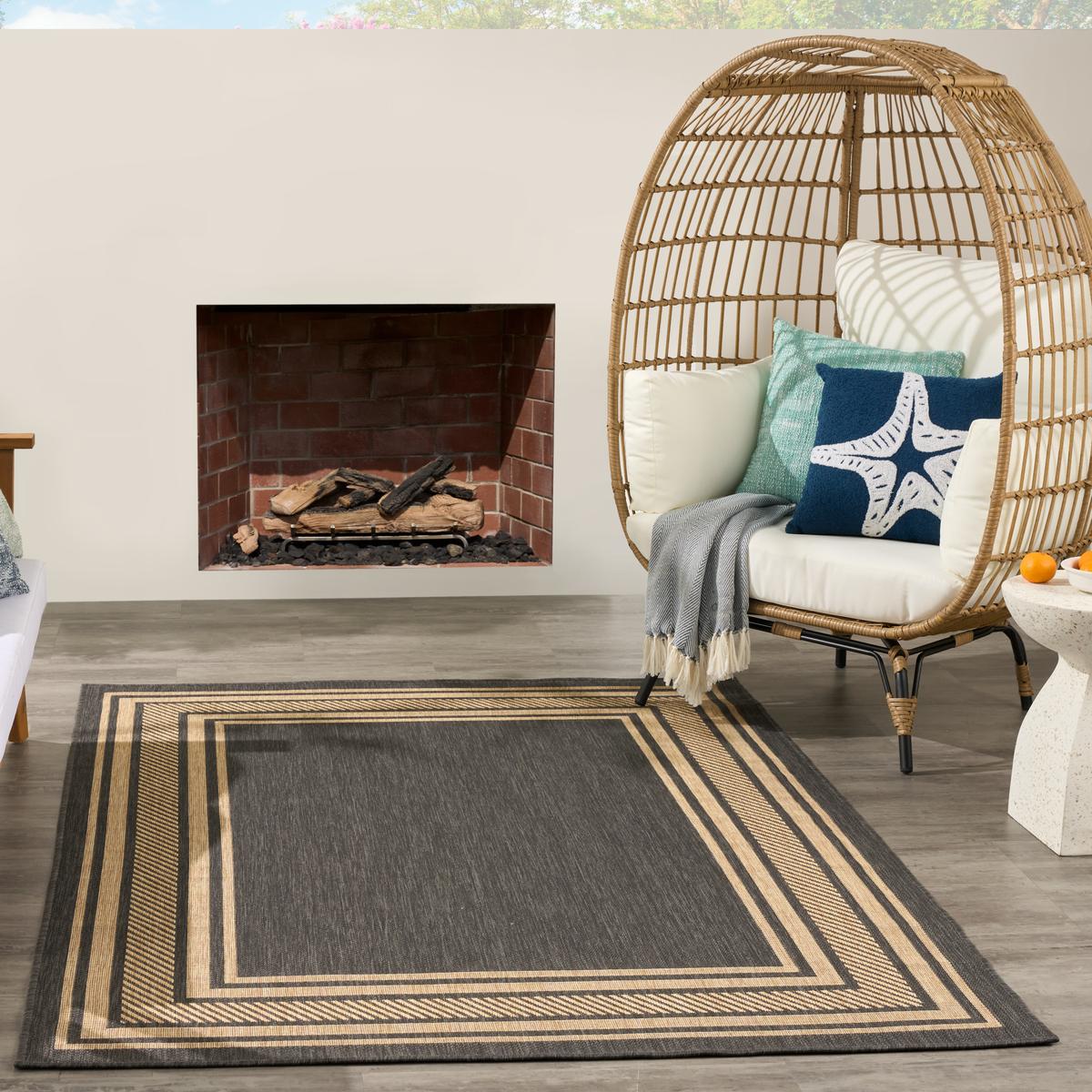 Horizon Border Charcoal Rug