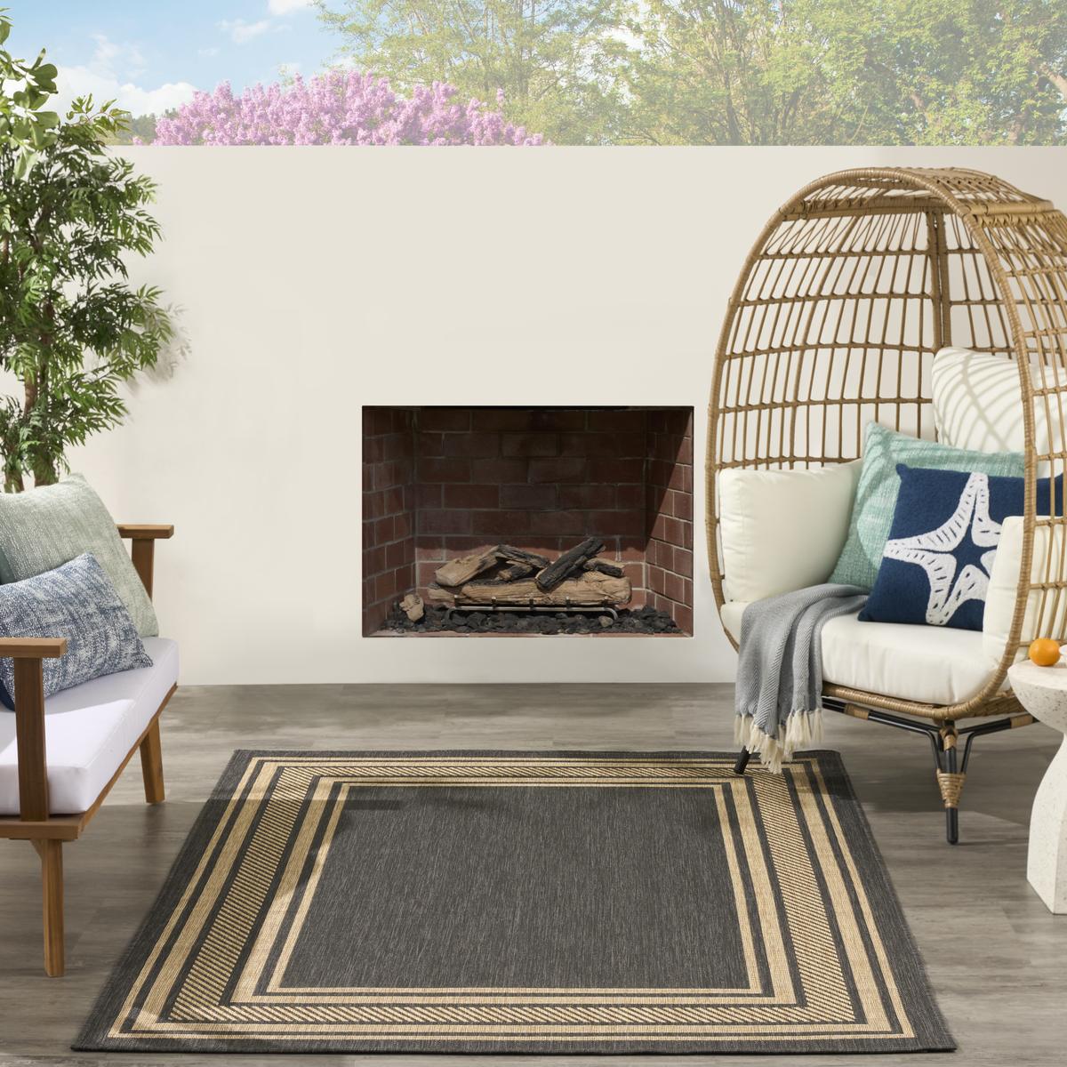 Horizon Border Charcoal Rug