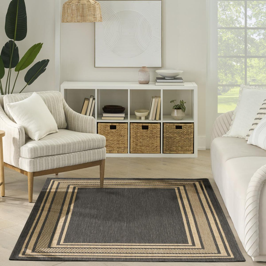 Horizon Border Charcoal Rug