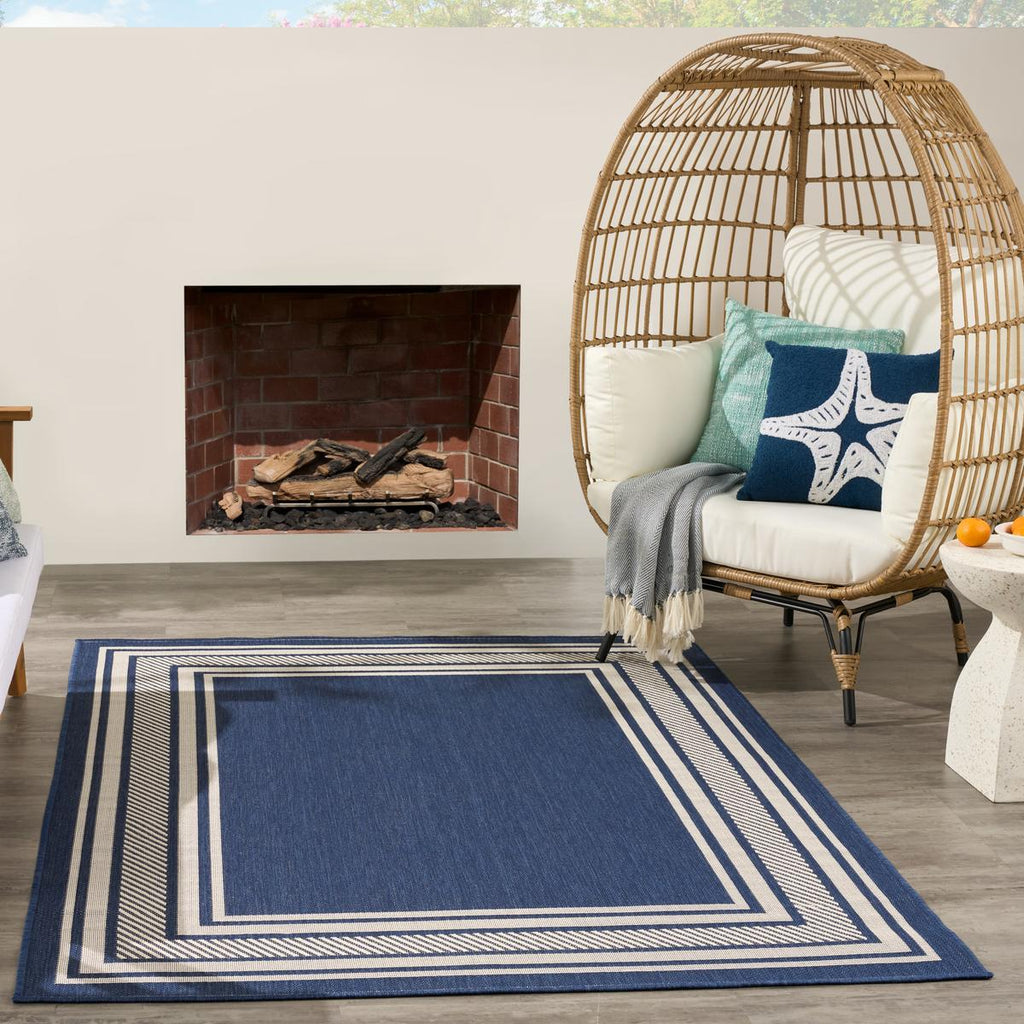 Horizon Border Navy Rug