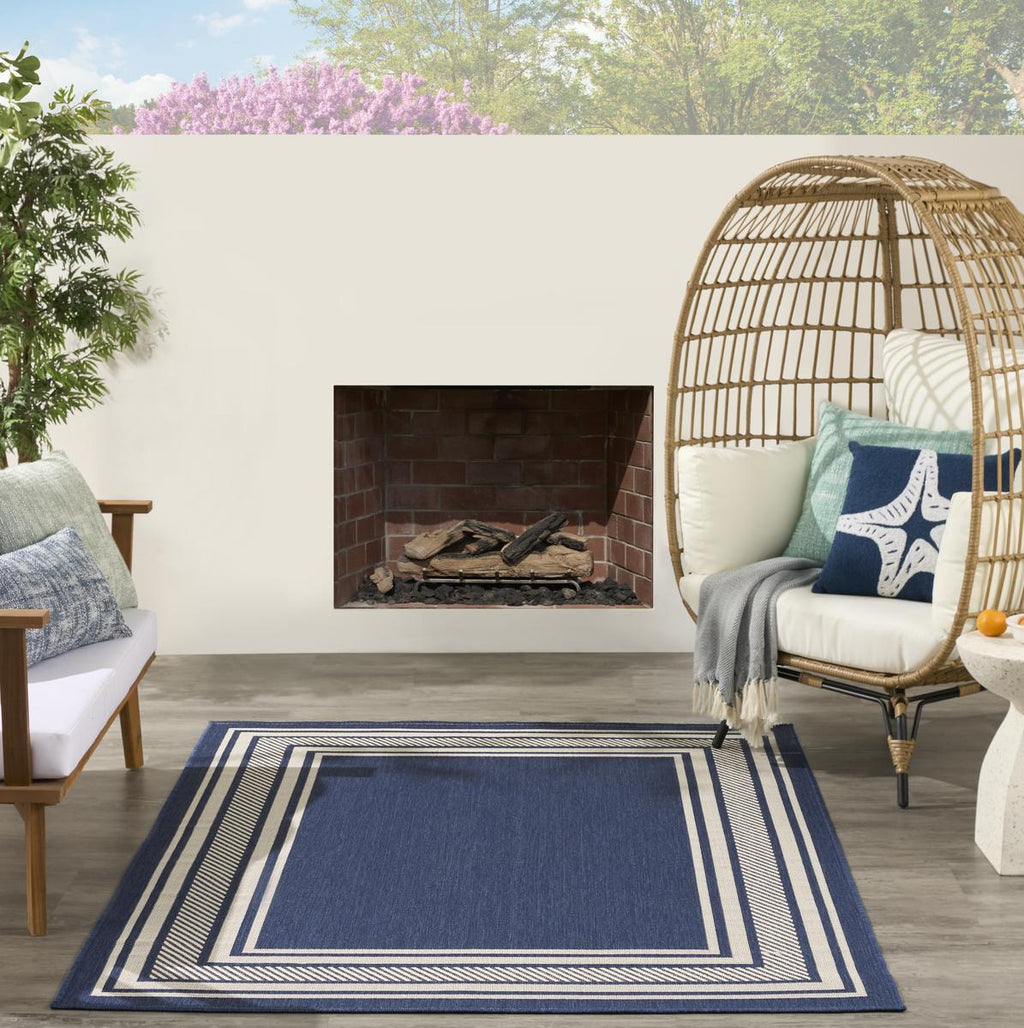 Horizon Border Navy Rug