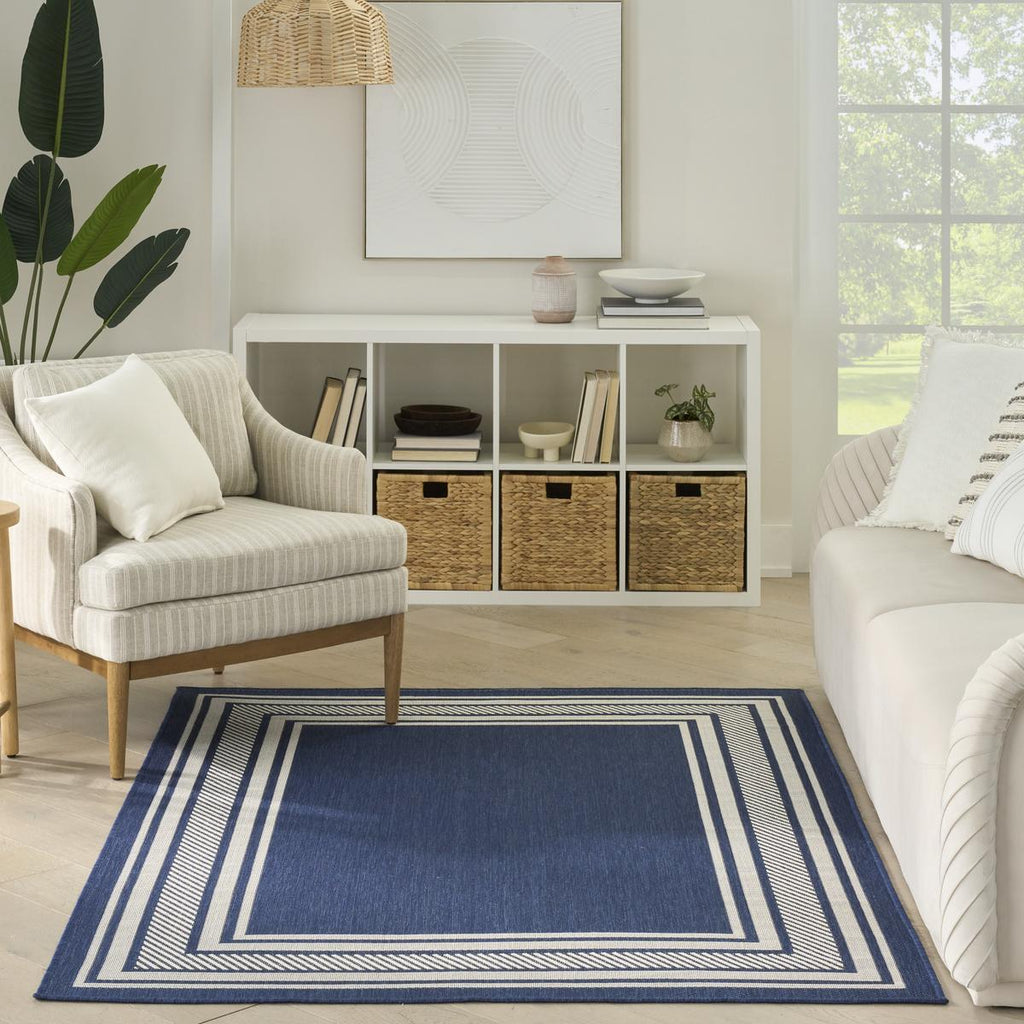 Horizon Border Navy Rug