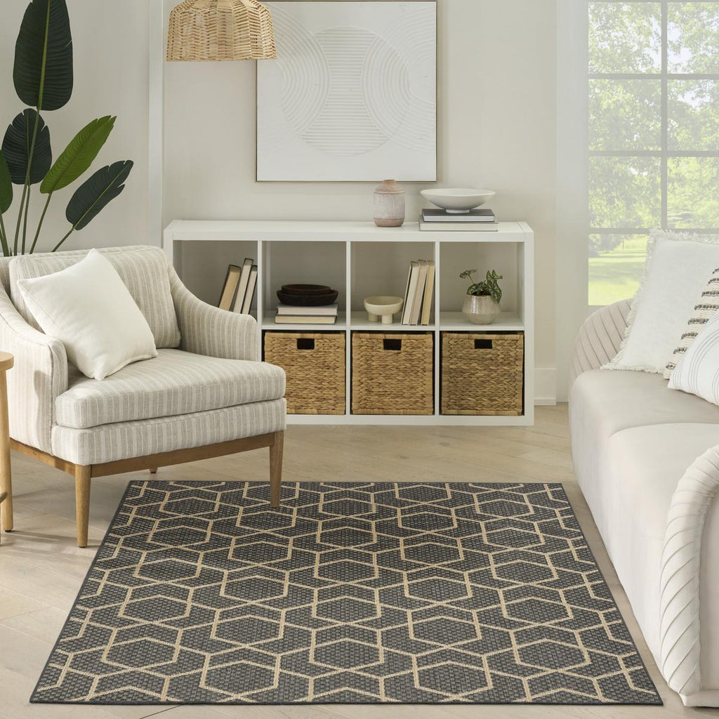 Horizon Hexagon Charcoal Rug