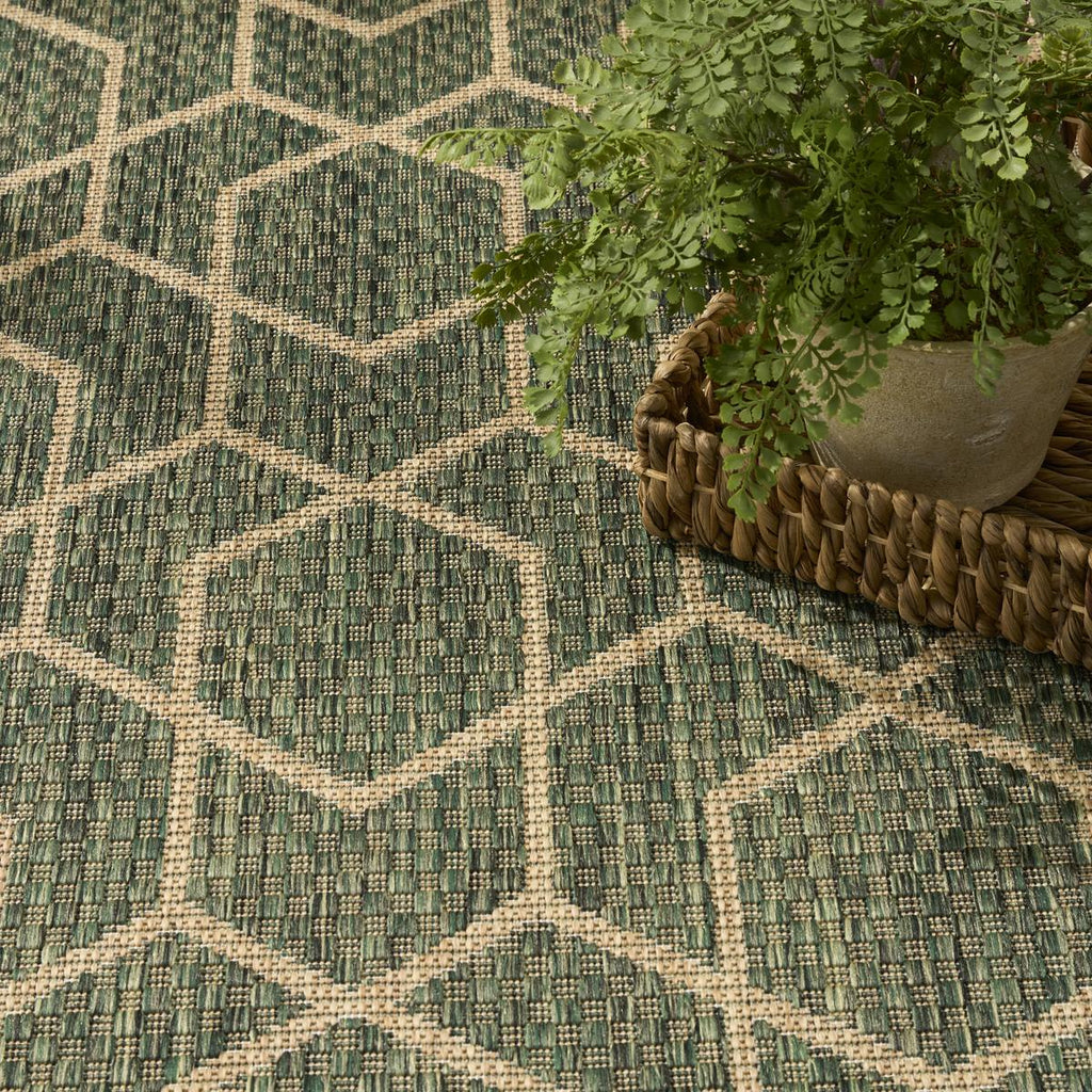 Horizon Hexagon Green Rug