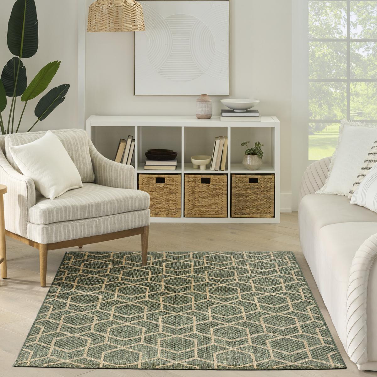 Horizon Hexagon Green Rug