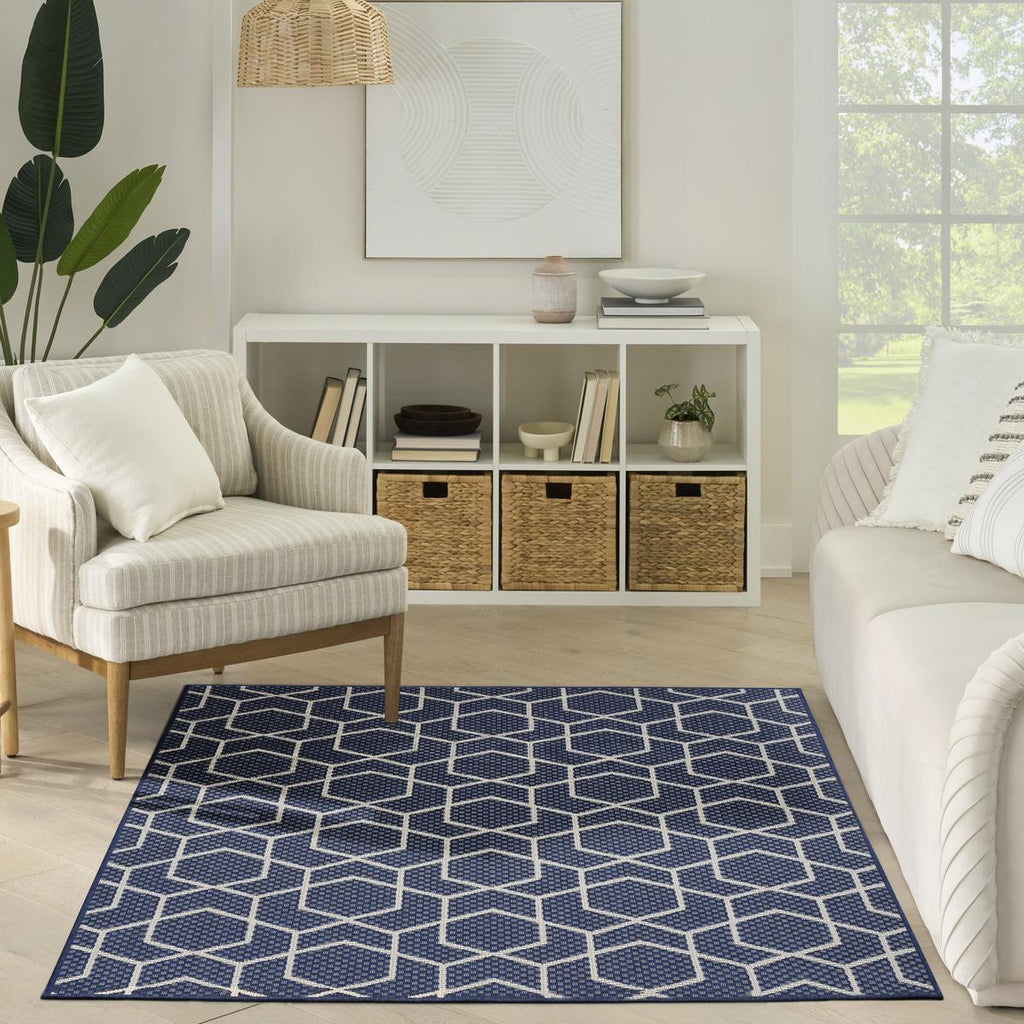 Horizon Hexagon Navy Rug