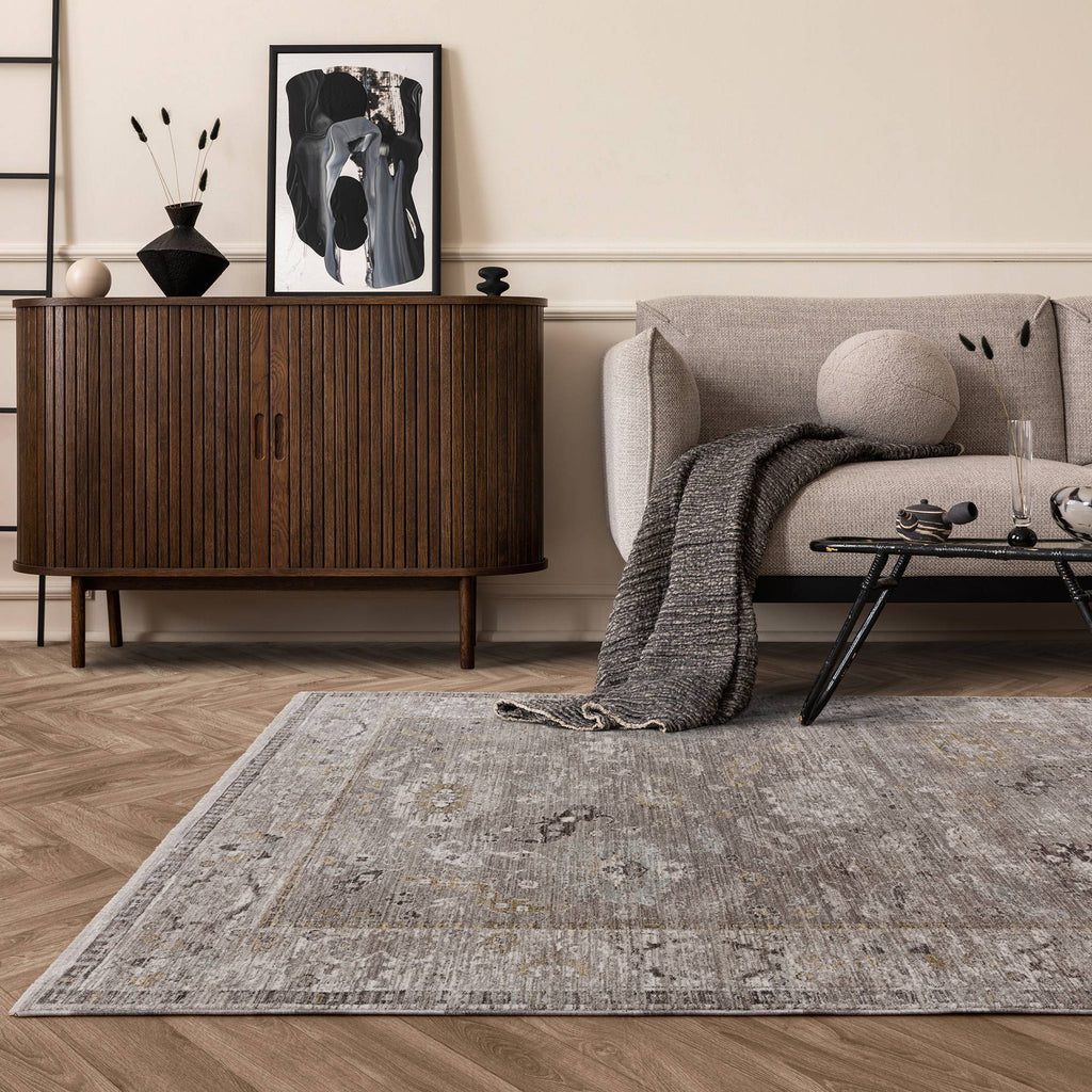 Jasper Bordered Grey Rug
