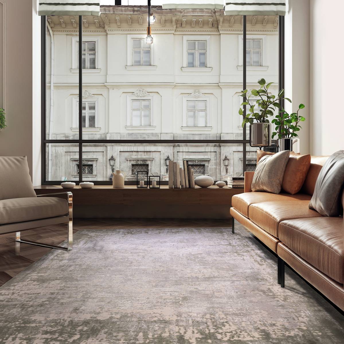 Kuza Border Green Rug