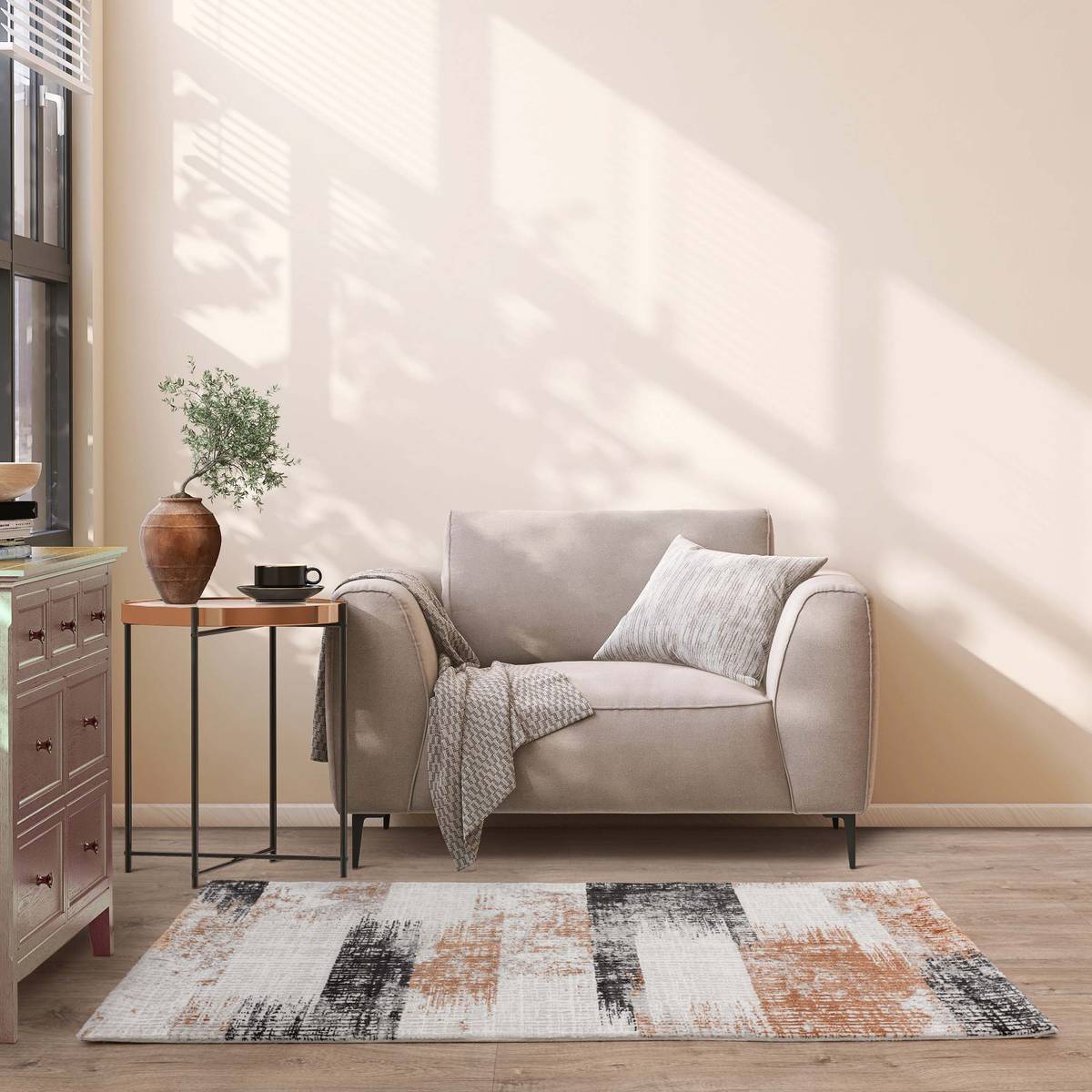 Kuza Lines Terracotta Rug