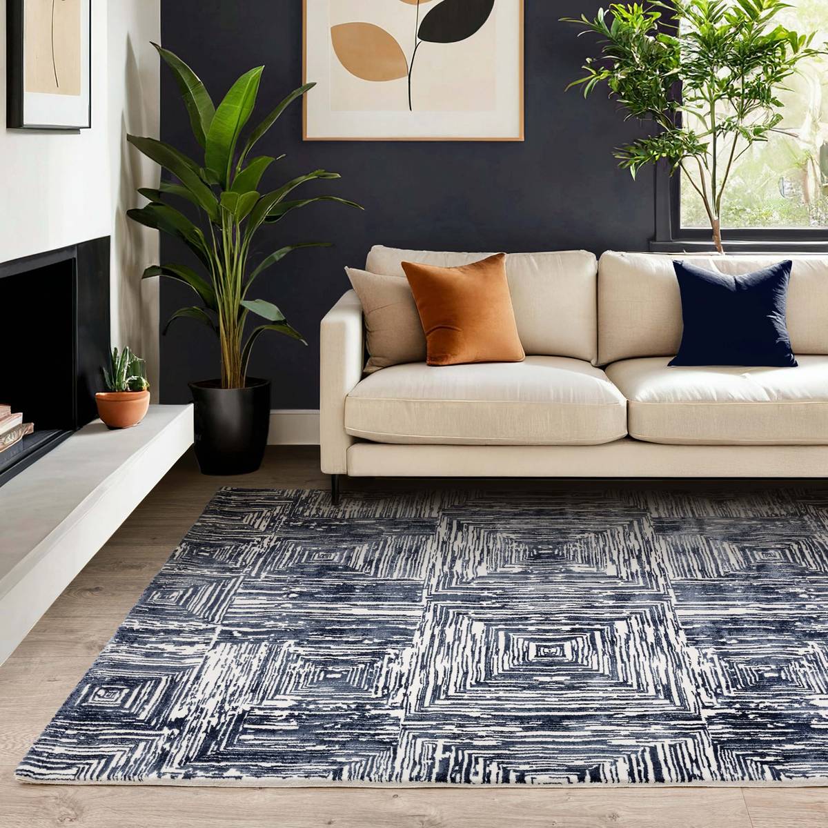 Kuza Portrait Navy Rug