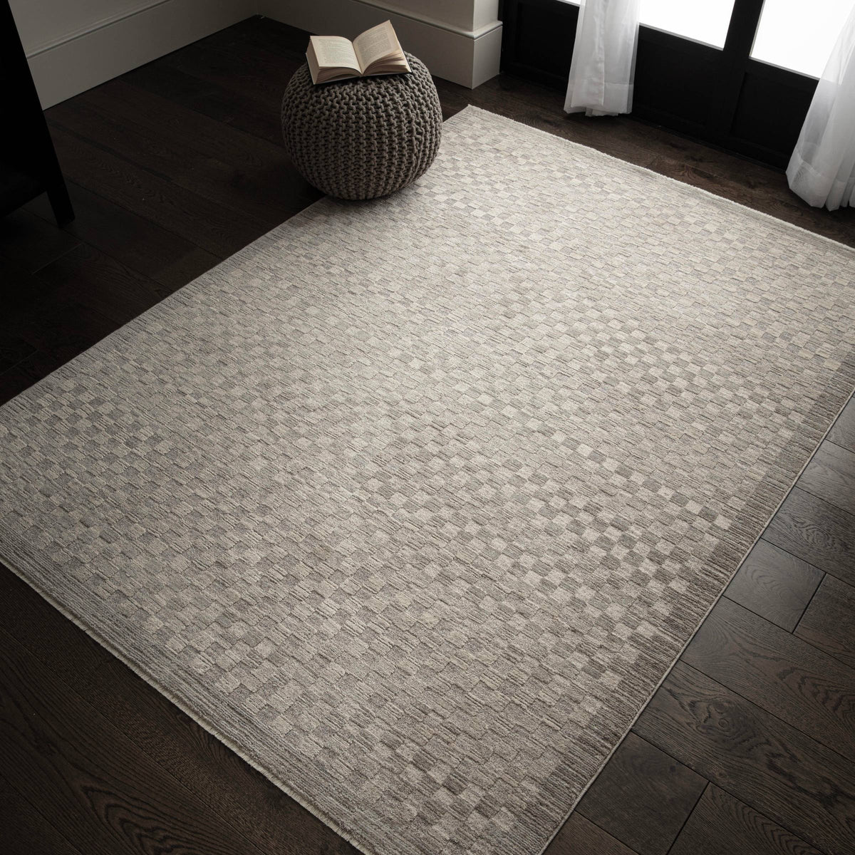 Laurent Checker Grey Rug