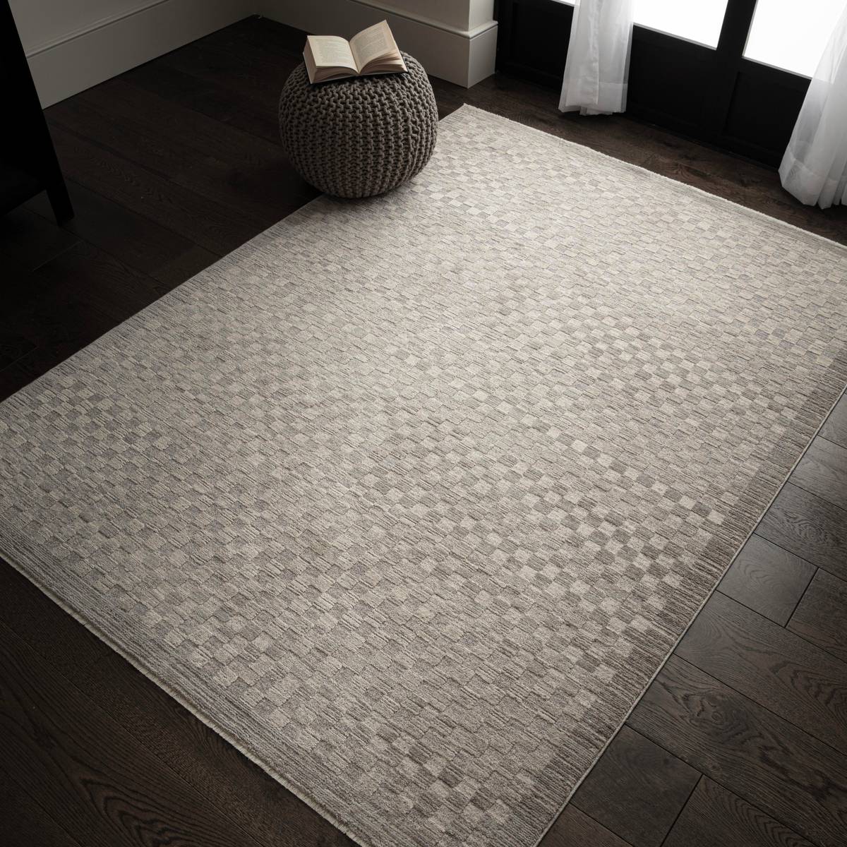 Laurent Checker Grey Rug