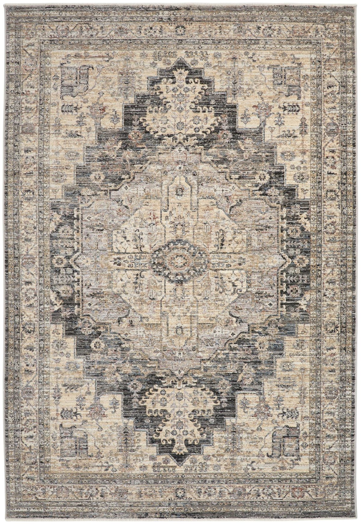 Legacy Medallion Charcoal Cream Rug