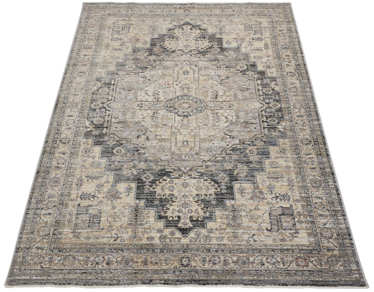 Legacy Medallion Charcoal Cream Rug