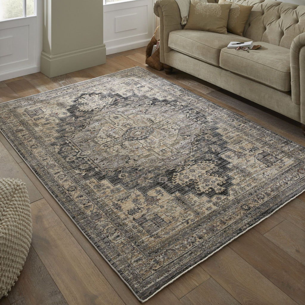 Legacy Medallion Charcoal Cream Rug