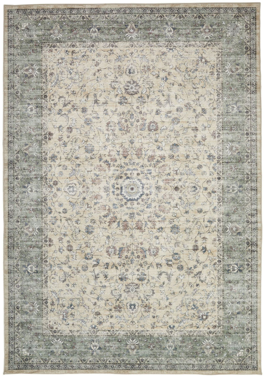 Liberty Washable Classic Cream Green Rug