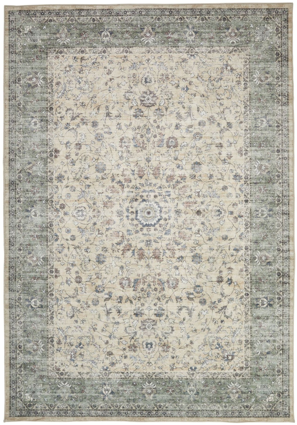 Liberty Washable Classic Cream Green Rug