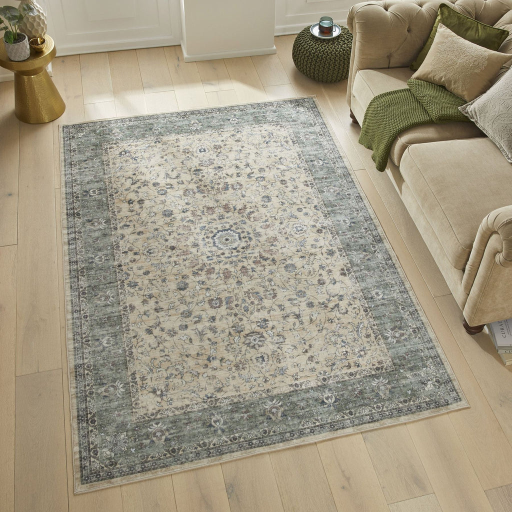 Liberty Washable Classic Cream Green Rug