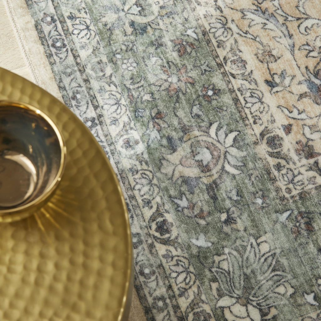 Liberty Washable Classic Cream Green Rug