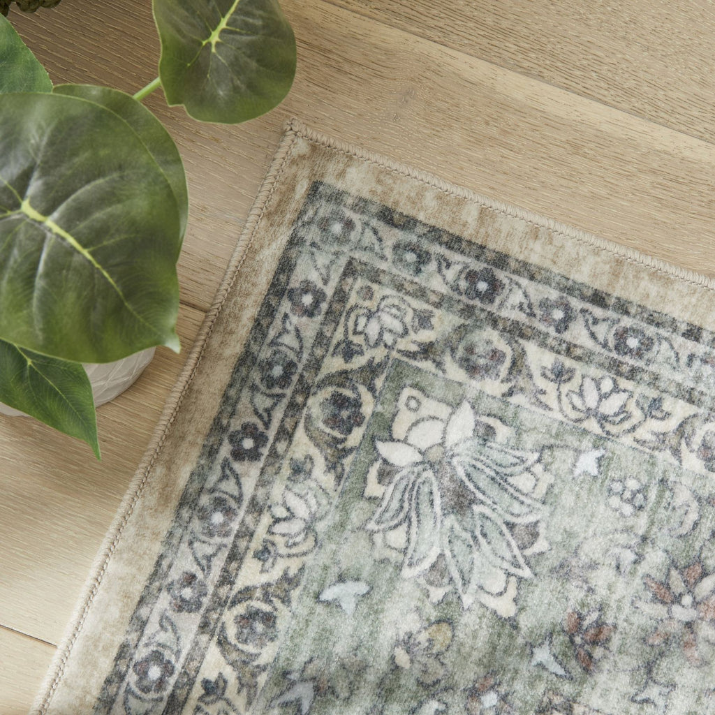 Liberty Washable Classic Cream Green Rug