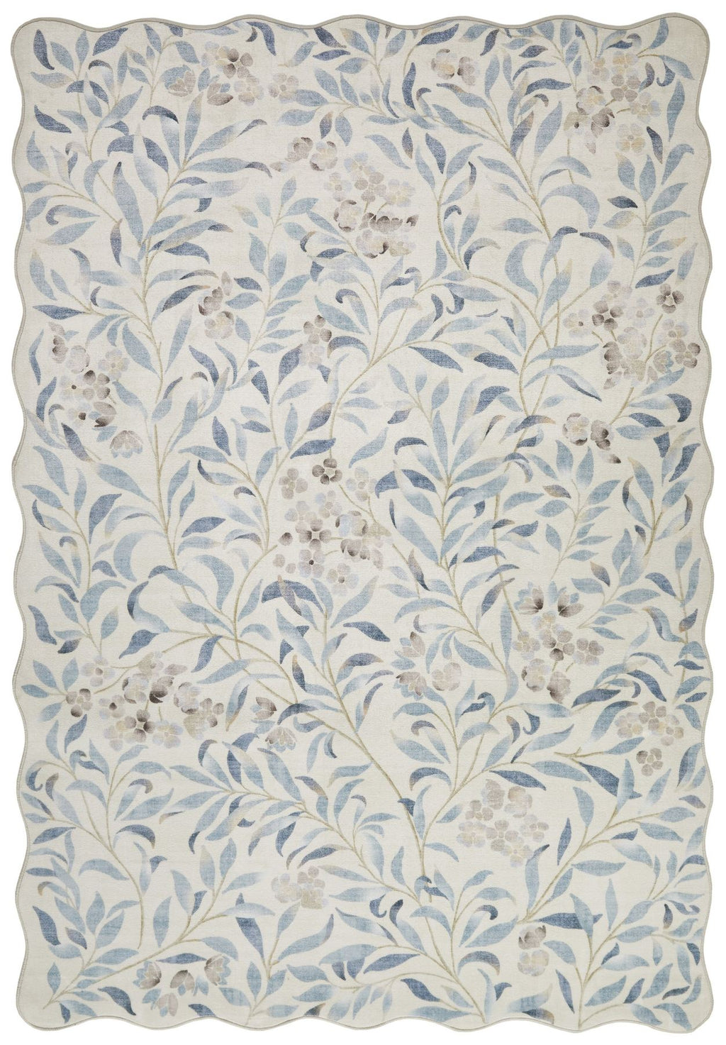 Liberty Washable Floral Ivory Blue Rug
