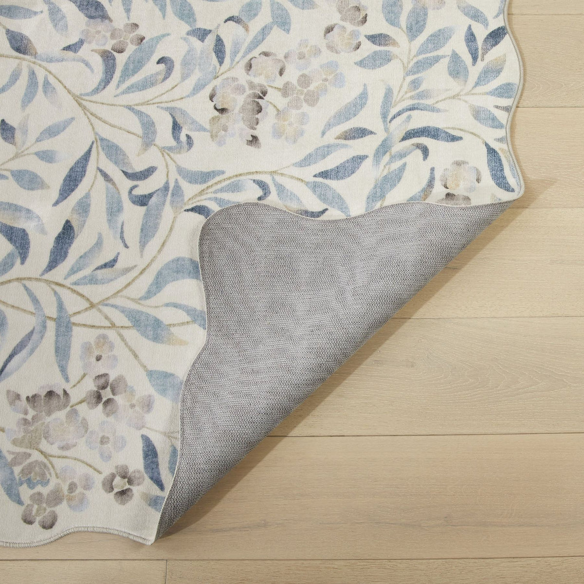 Liberty Washable Floral Ivory Blue Rug