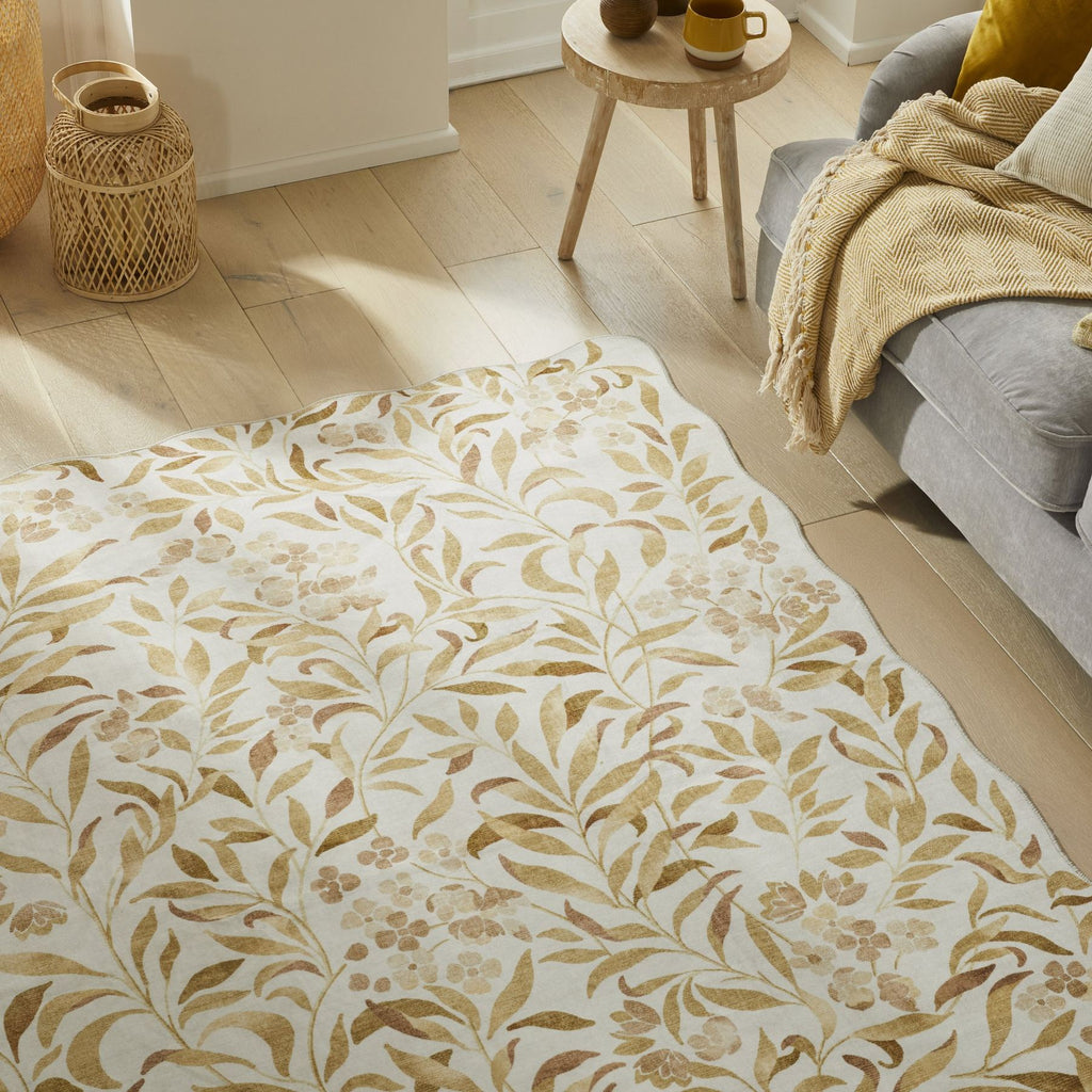 Liberty Washable Floral Ivory Gold Rug