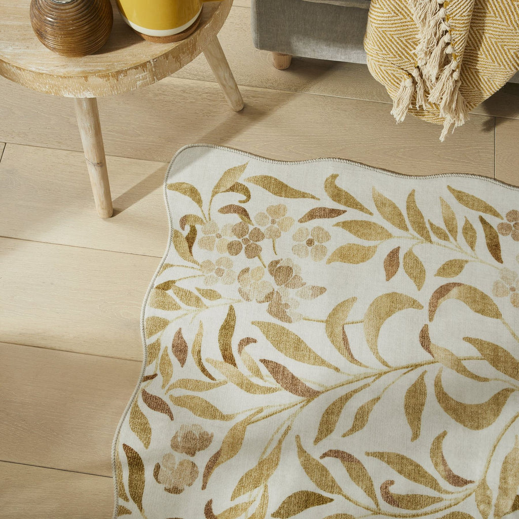 Liberty Washable Floral Ivory Gold Rug