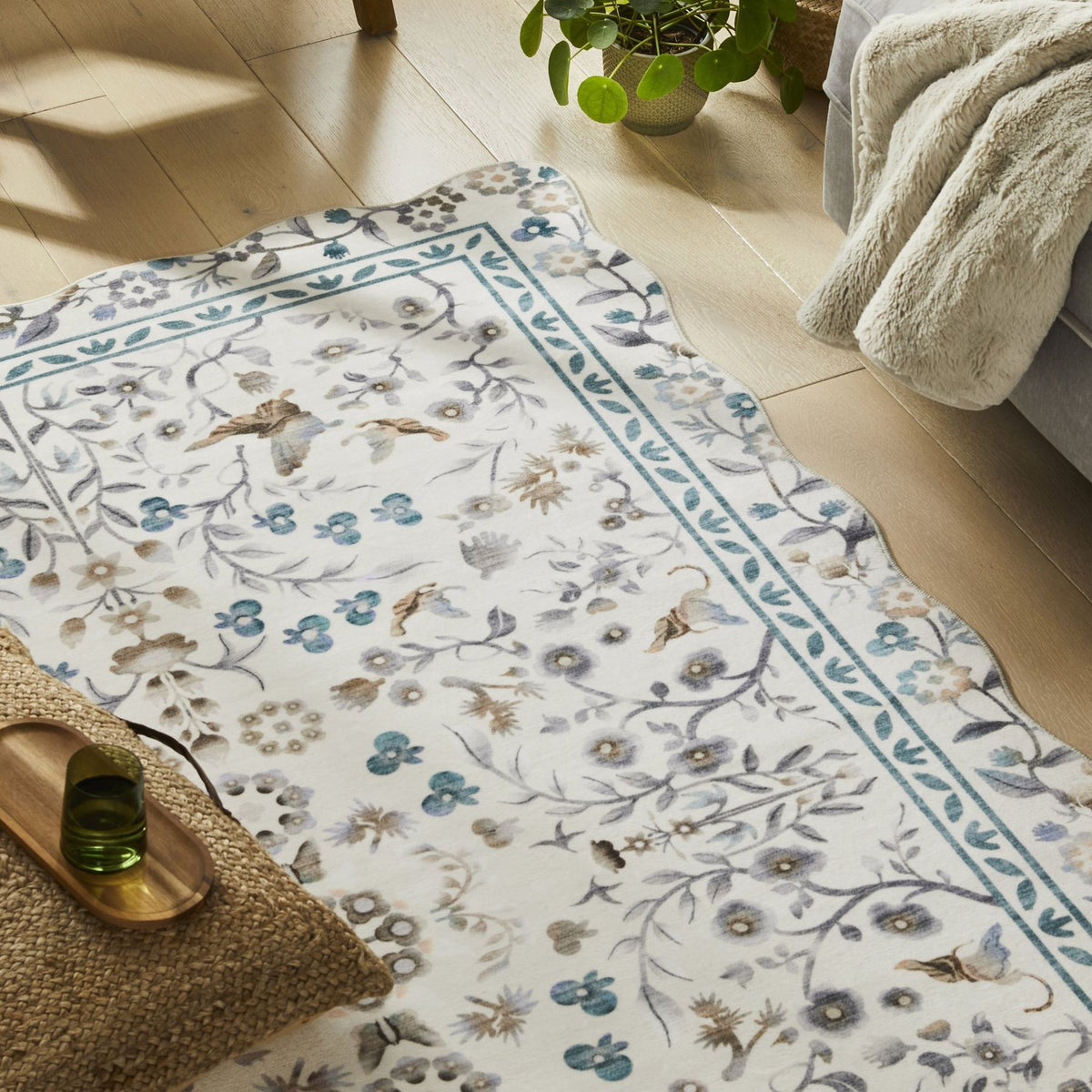 Liberty Washable Floral Ivory Rug