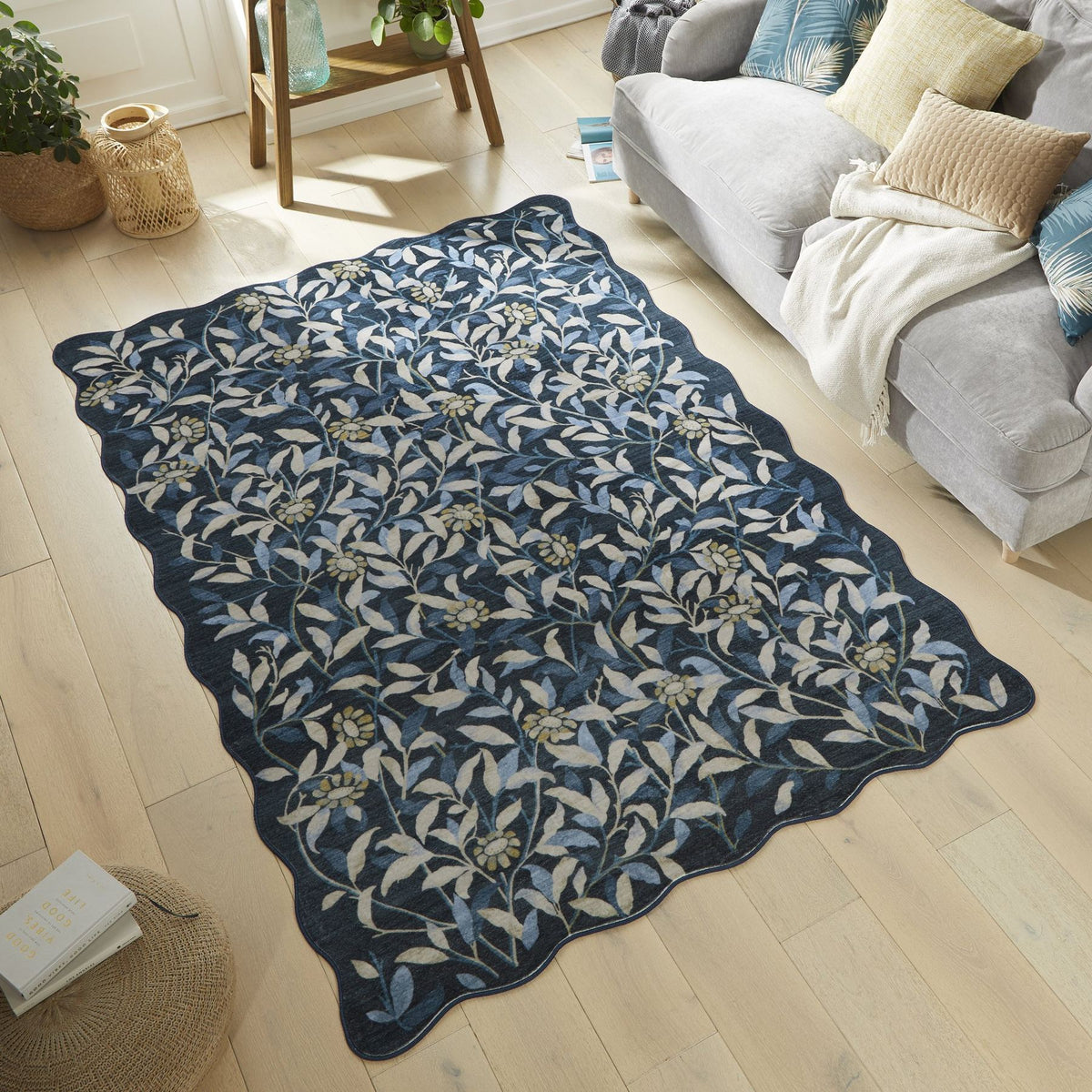 Liberty Washable Floral Navy Rug