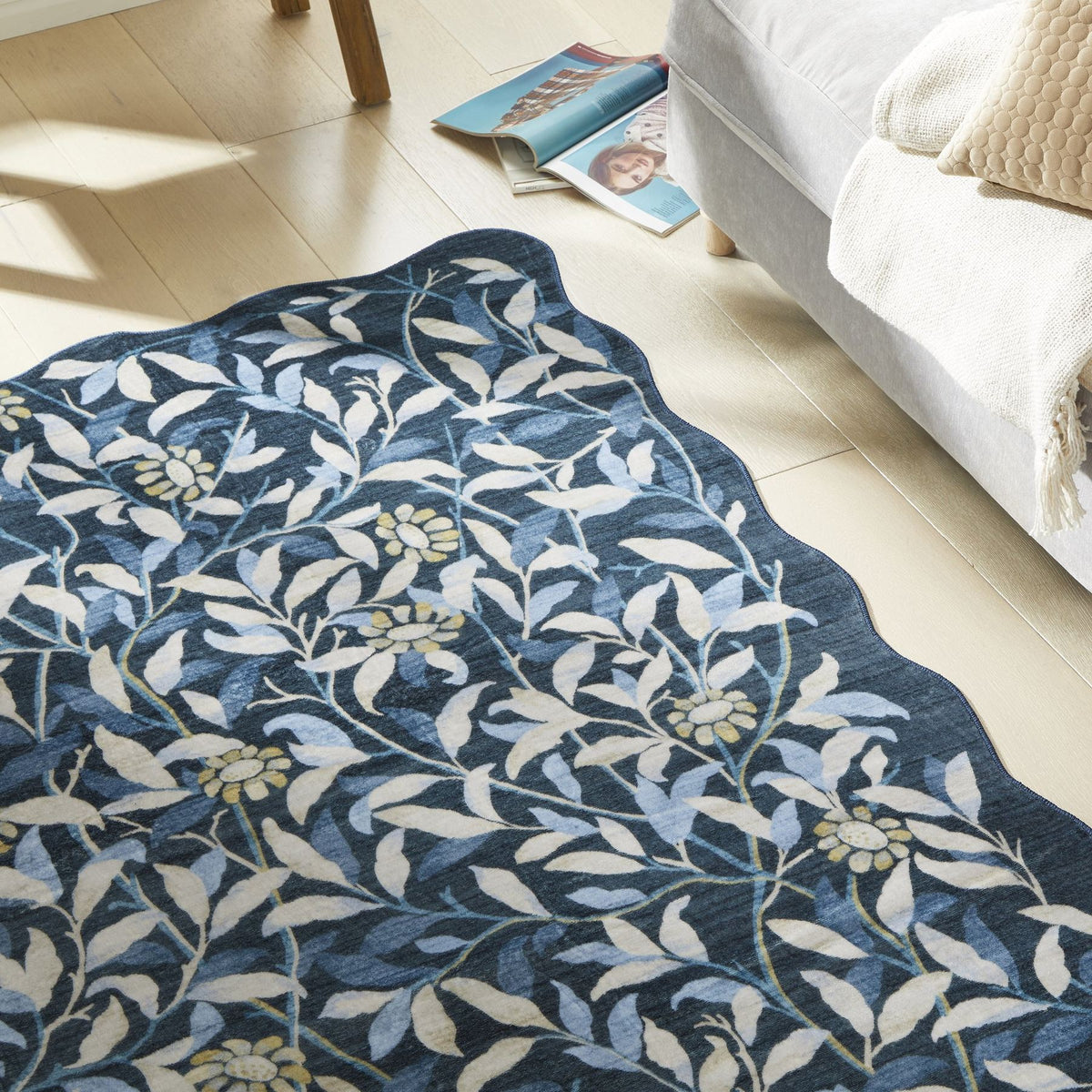 Liberty Washable Floral Navy Rug