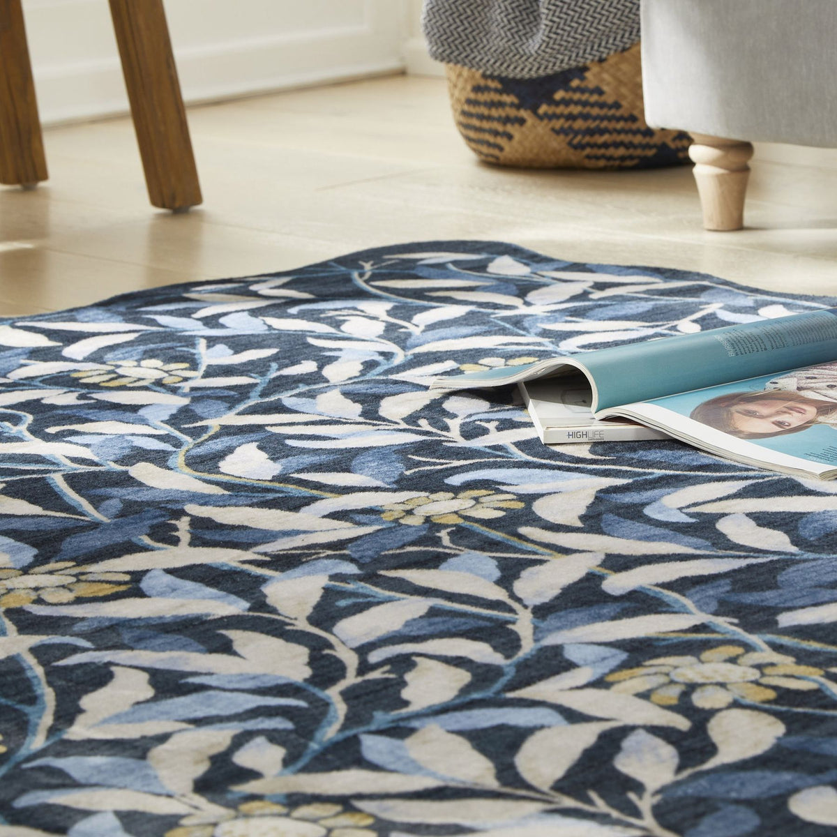 Liberty Washable Floral Navy Rug