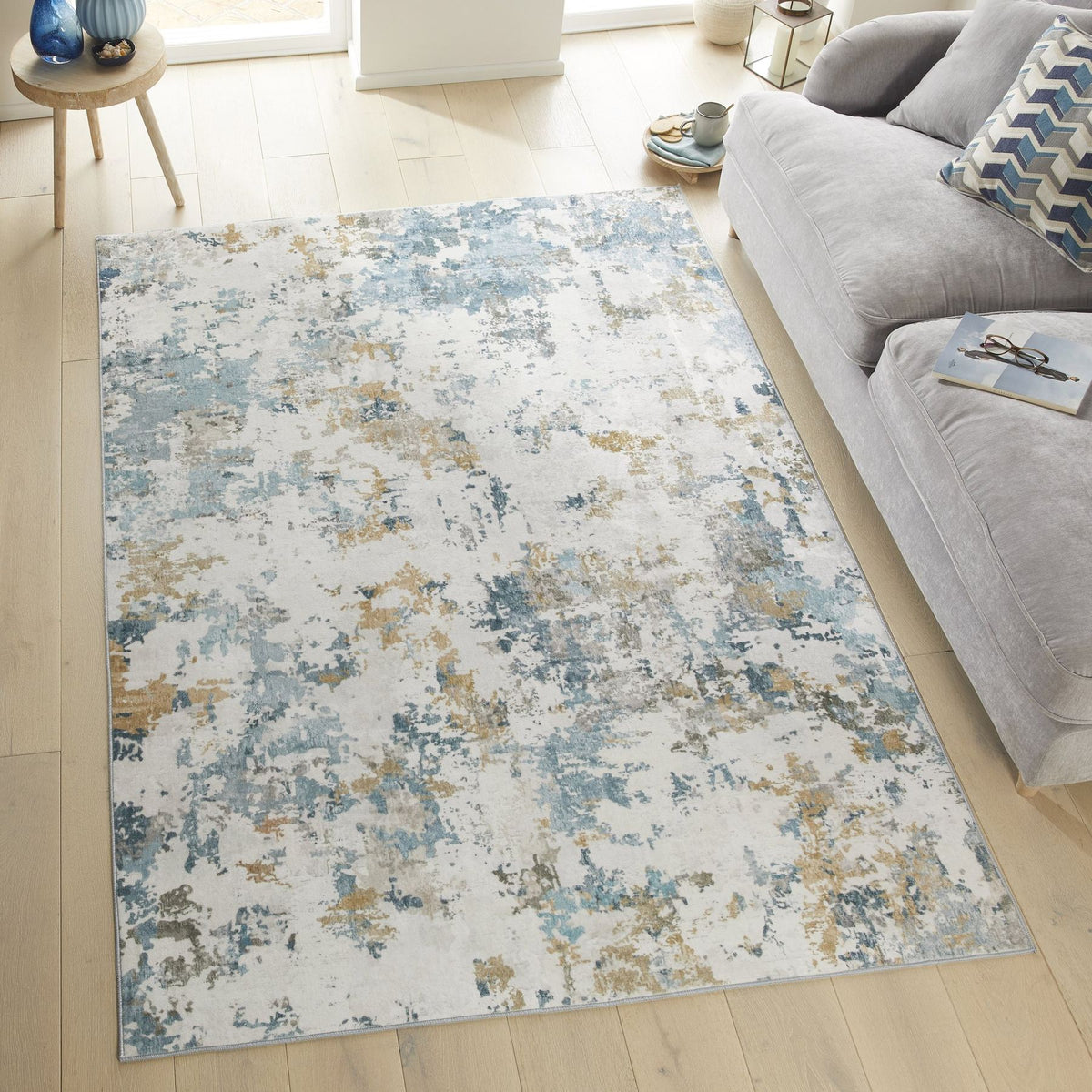 Liberty Washable Modern Aqua Rug