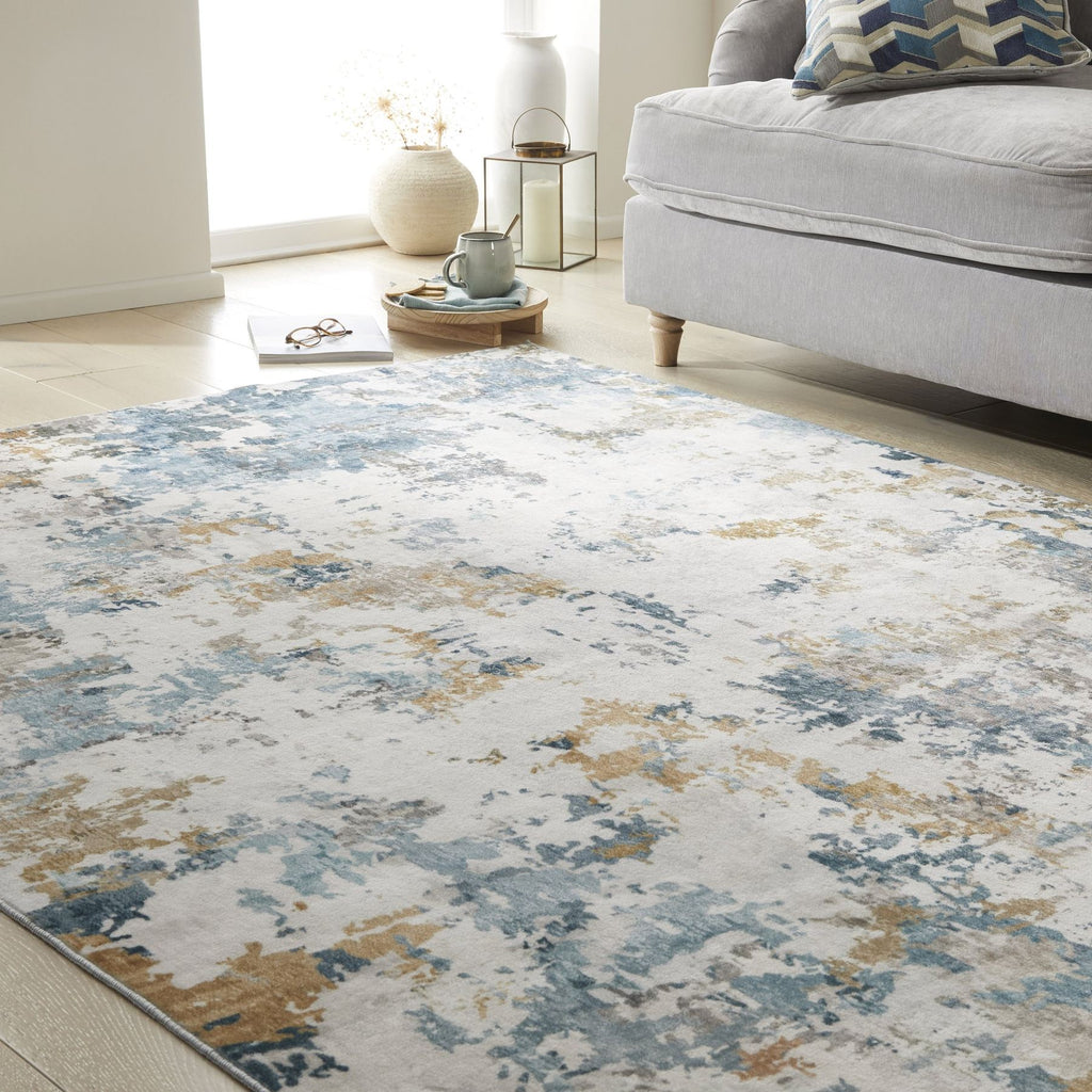 Liberty Washable Modern Aqua Rug