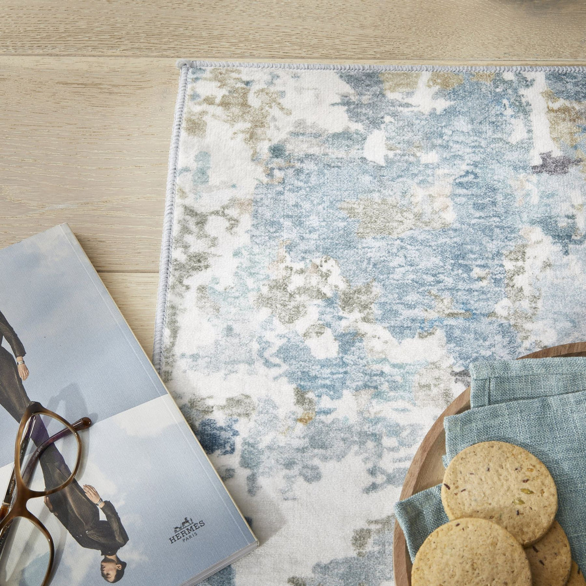 Liberty Washable Modern Aqua Rug