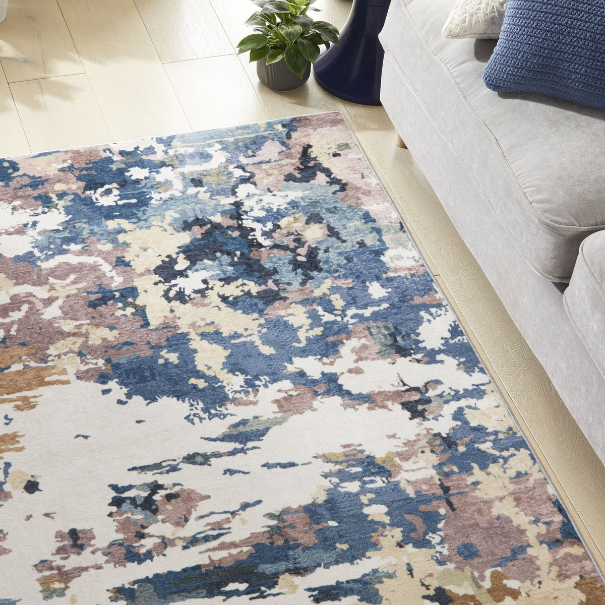 Liberty Washable Modern Cobalt Rug