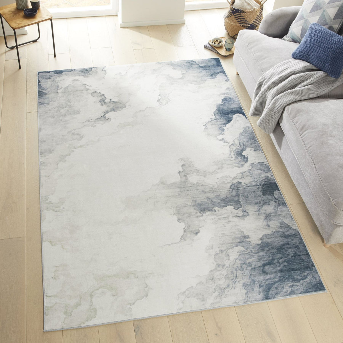 Liberty Washable Modern Ivory Slate Rug
