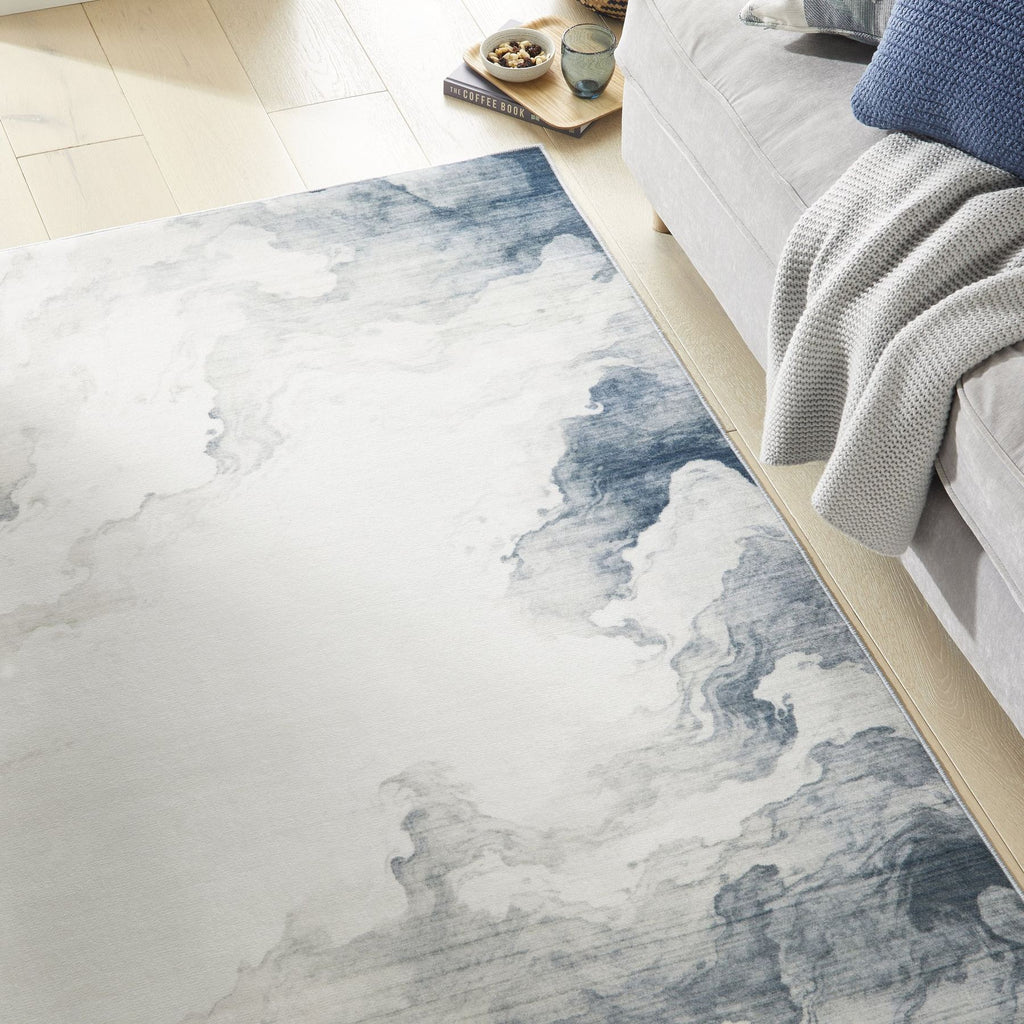 Liberty Washable Modern Ivory Slate Rug