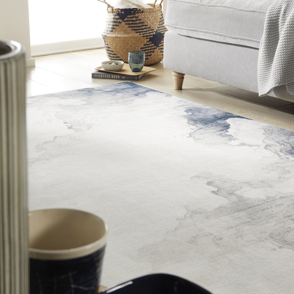 Liberty Washable Modern Ivory Slate Rug